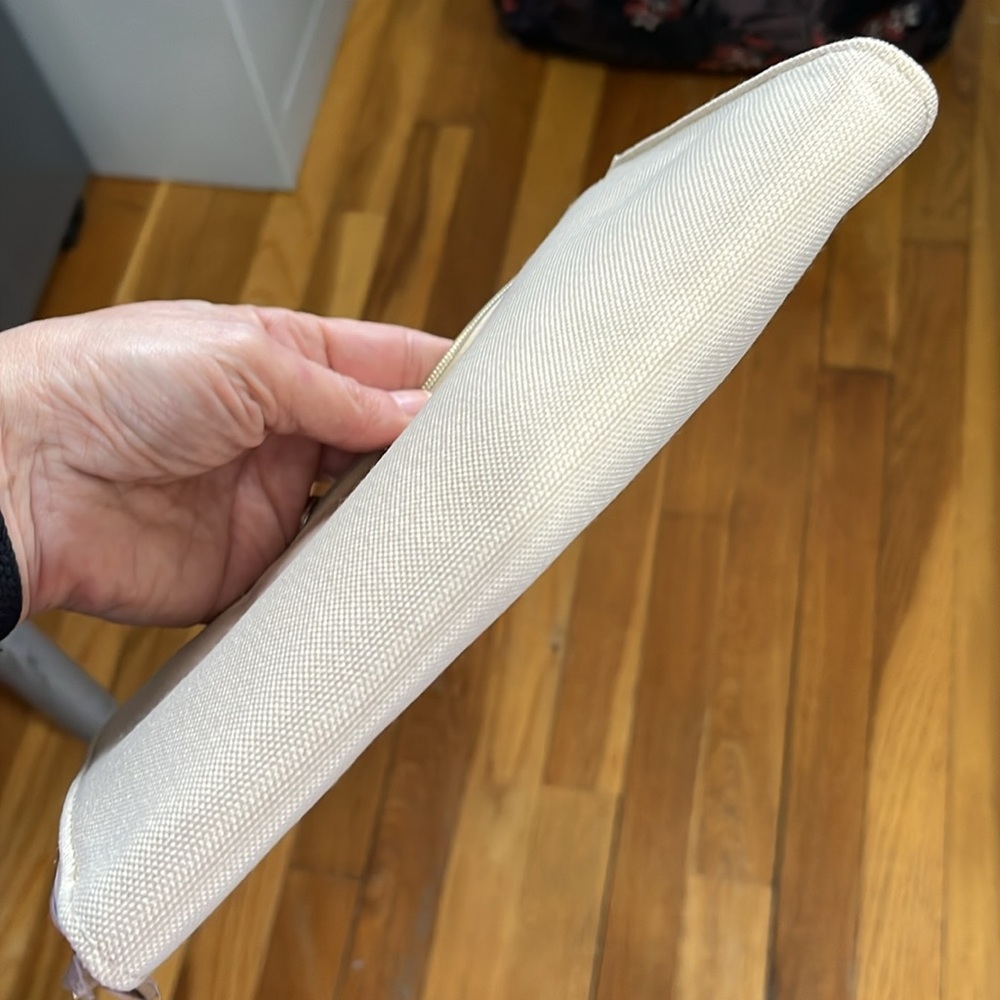 Dior CD Logo Expandable Canvas Clutch Makeup Pouch Cosmetic Bag Beige NWOT - Picture 9 of 14